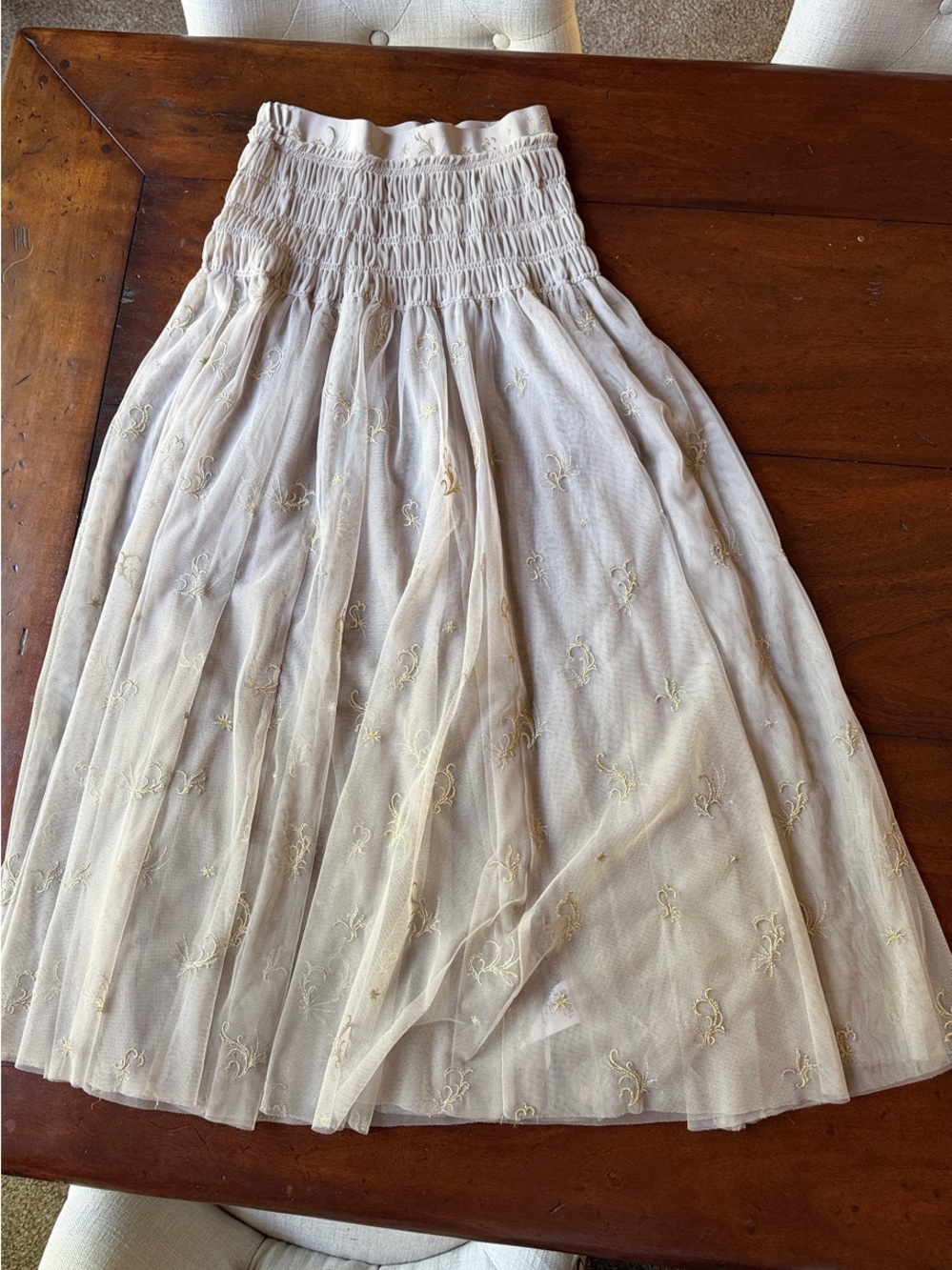 Snidel Tulle Women's Cream Embroidered A-Line Skirt